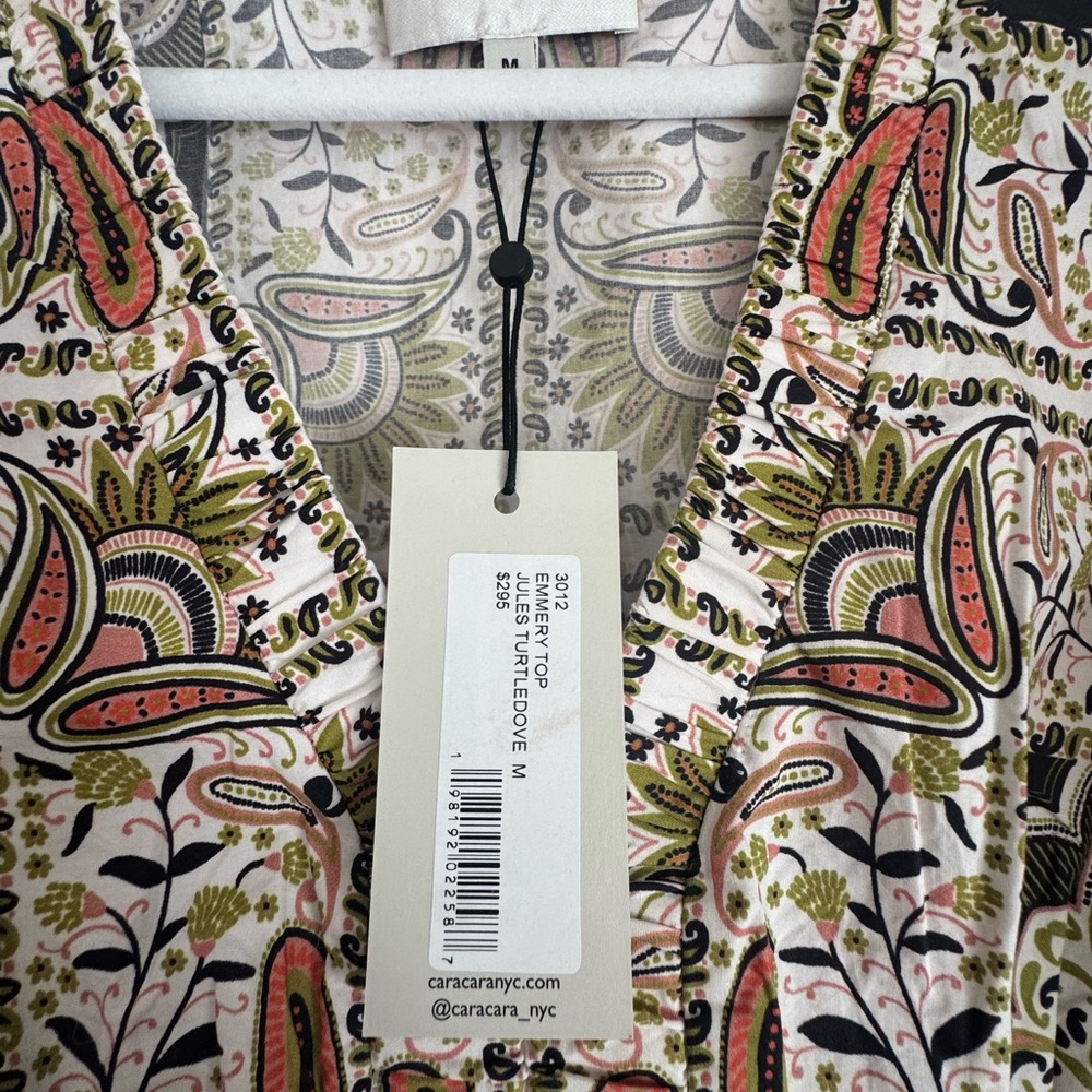 Cara Cara Cream Paisley Blouse with Black and Rust Accents - Picture 2 of 2